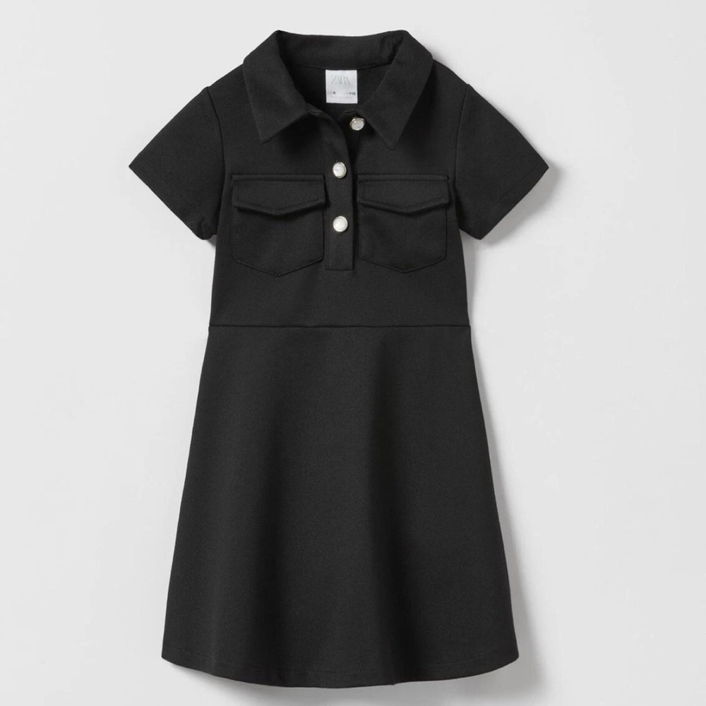 Zara Girls Black Ponte Button Uniform Dress Size 13 14 Years